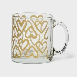 13 fl oz Glass Mug Gold Hearts - Spritz™