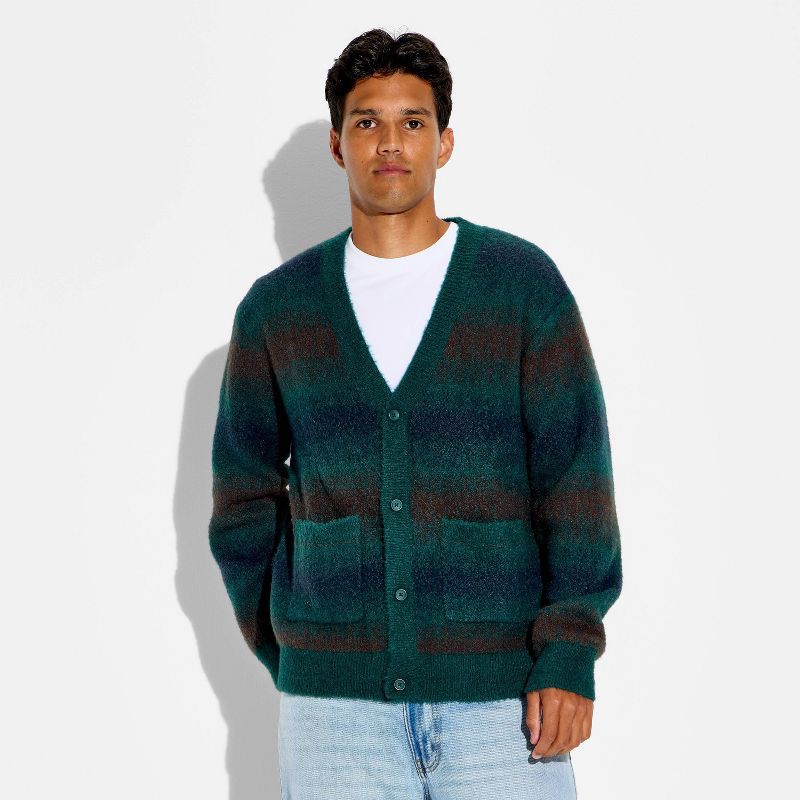 slide 2 of 3, Men's Long Sleeve Cardigan Sweater - Original Use™ Dark Teal M, 1 ct