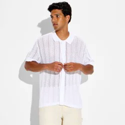 Men's Short Sleeve Button-Up Sweater - Original Use™ White L