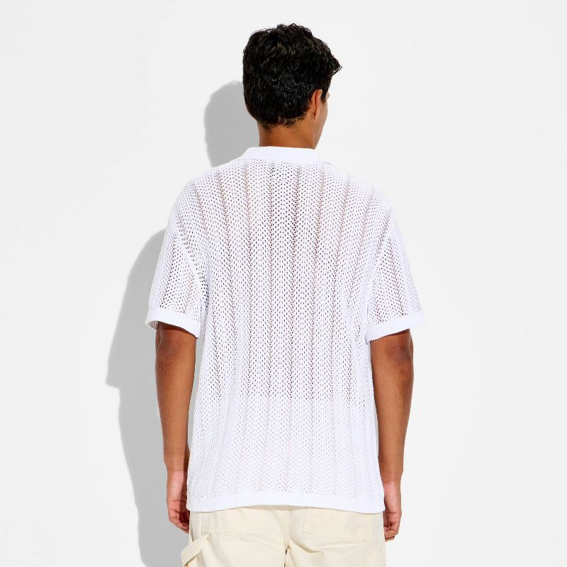 slide 3 of 3, Men's Short Sleeve Button-Up Sweater - Original Use™ White XXL, 1 ct