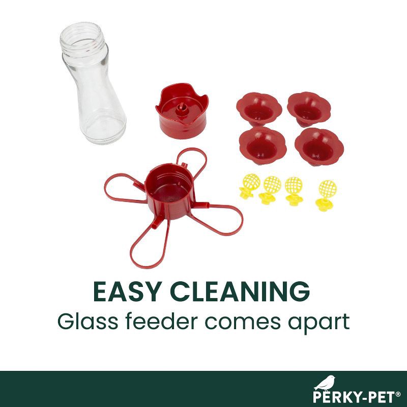 slide 6 of 12, Perky-Pet 8 oz Glass Pinch Waist Hummingbird Feeder - Red, 8 oz