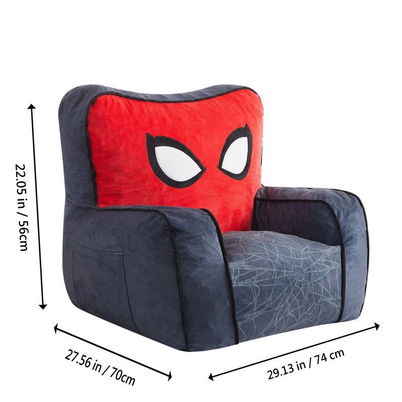 slide 6 of 6, Spider-Man Kids' Compressed Foam Plush Chair Gray, 1 ct