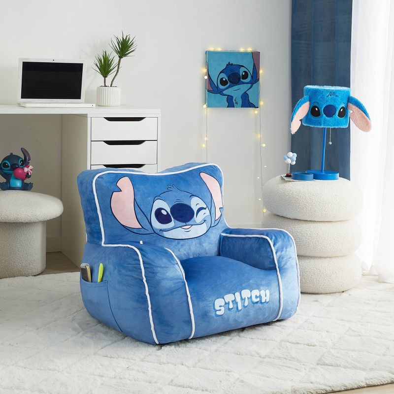 slide 2 of 6, Stitch Kids' Compressed Foam Plush Chair Blue, 1 ct