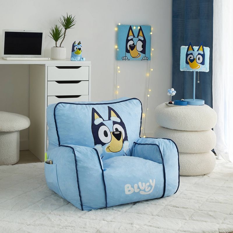 slide 2 of 6, Bluey Kids' Compressed Foam Plush Chair Blue, 1 ct