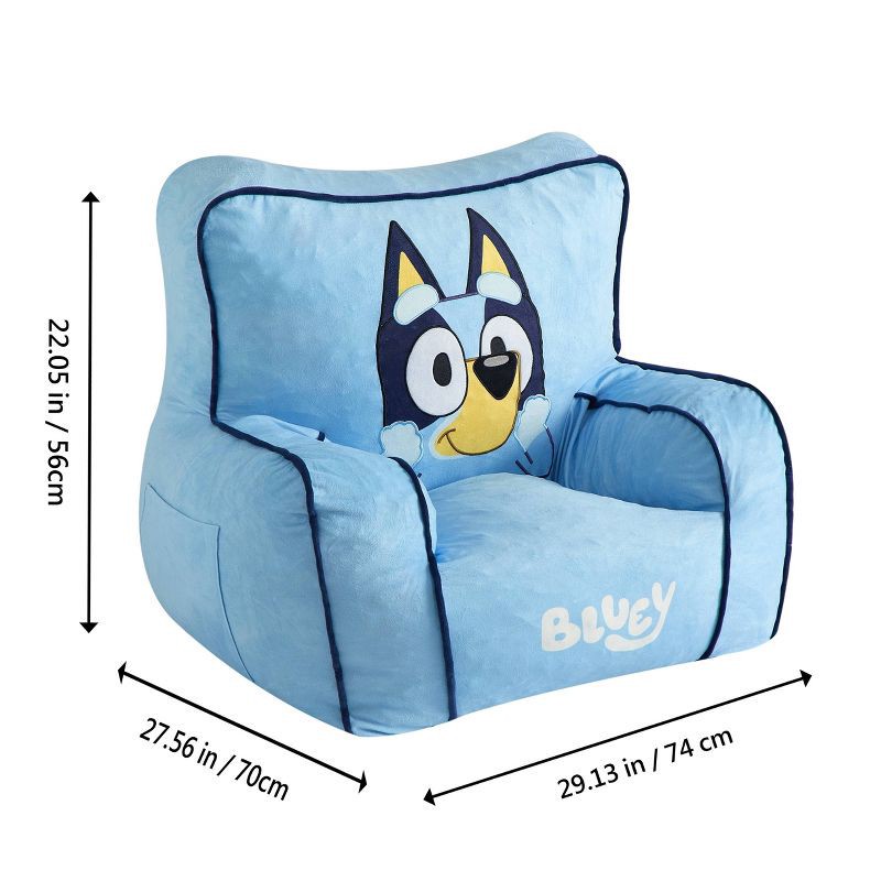 slide 6 of 6, Bluey Kids' Compressed Foam Plush Chair Blue, 1 ct