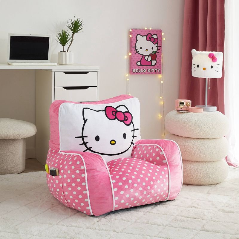 slide 2 of 6, Hello Kitty Kids' Compressed Foam Plush Chair Pink, 1 ct