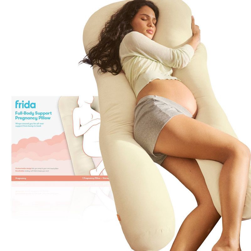 slide 1 of 10, Frida Mom Full Body Support Pregnancy Pillow - Marshmallow, 1 ct