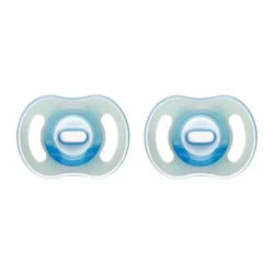 Tommee Tippee Ultra-Light Stay Put Night Glow Silicone Pacifiers 6-18m - Blue - 2pk: BPA-Free