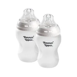 Tommee Tippee Silicone Start Coated Glass Baby Bottles - Clear - 9 fl oz/2pk: Level 1 Slow Flow, BPA-Free