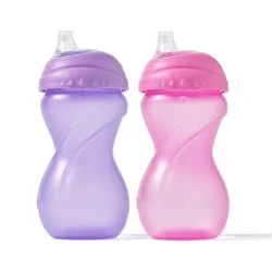 Nuby 10oz Polypropylene Clikit Frosted Soft Spout Sippy Trainer Cups - Pink/Purple - 2pk