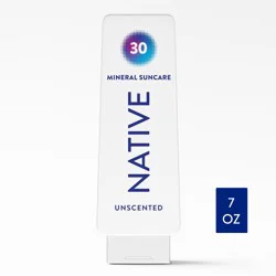 Native Mineral Sunscreen with Zinc Oxide - Unscented - SPF 30 - 7oz