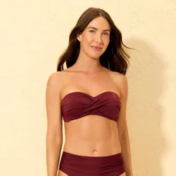 Women's Twist-Front Bandeau Bikini Top - Shade & Shore™ Burgundy S