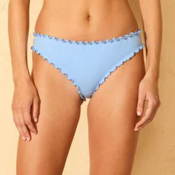 Women's Ruffle Edge Cheeky Coverage Bikini Bottom - Shade & Shore™ Blue M