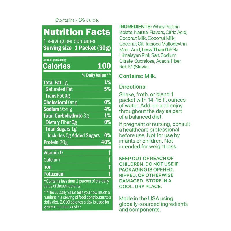 slide 3 of 6, Oath Nutrition Single Serve Clear Protein Powder - Brazilian Limade, 1 ct