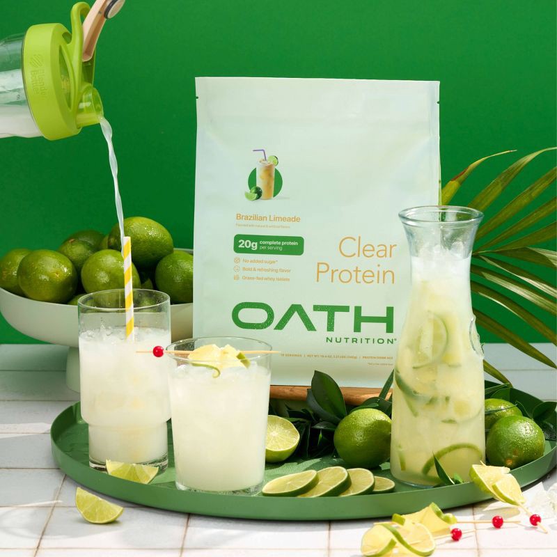 slide 4 of 6, Oath Nutrition Single Serve Clear Protein Powder - Brazilian Limade, 1 ct