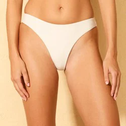 Women's Sure Soft Low-Rise High Leg Cheeky Bikini Bottom - Shade & Shore™ Off-White M