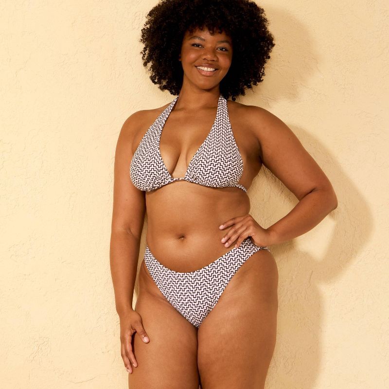 slide 4 of 5, Women's Geo Print High Leg Medium Coverage Bikini Bottom - Shade & Shore™ Black/Cream XL, 1 ct