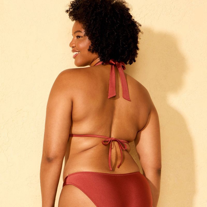 slide 5 of 5, Women's High Shine Ring Hardware Triangle Bikini Top - Shade & Shore™ Red L, 1 ct