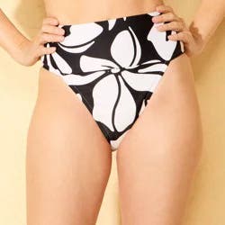 Women's Tropical Print Wide Band High Waist Medium Coverage Bikini Bottom - Shade & Shore™ Multi L