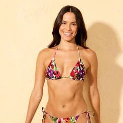 Women's Floral Print High Shine Triangle Bikini Top - Shade & Shore™ Multi M