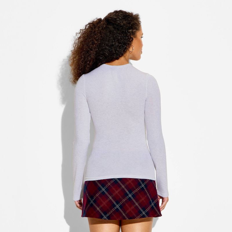 slide 3 of 4, Women's Slim Fit Long Sleeve Crewneck Long and Lean T-Shirt - Wild Fable™ Heather Gray XL, 1 ct