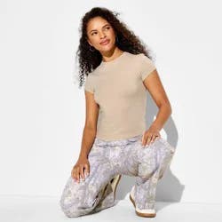 Women's Short Sleeve Crewneck T-Shirt - Wild Fable™ Beige M