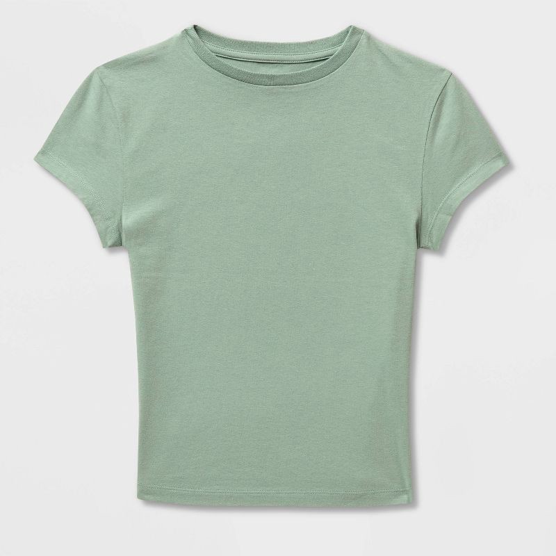 slide 4 of 4, Women's Short Sleeve Crewneck T-Shirt - Wild Fable™ Sage Green L, 1 ct