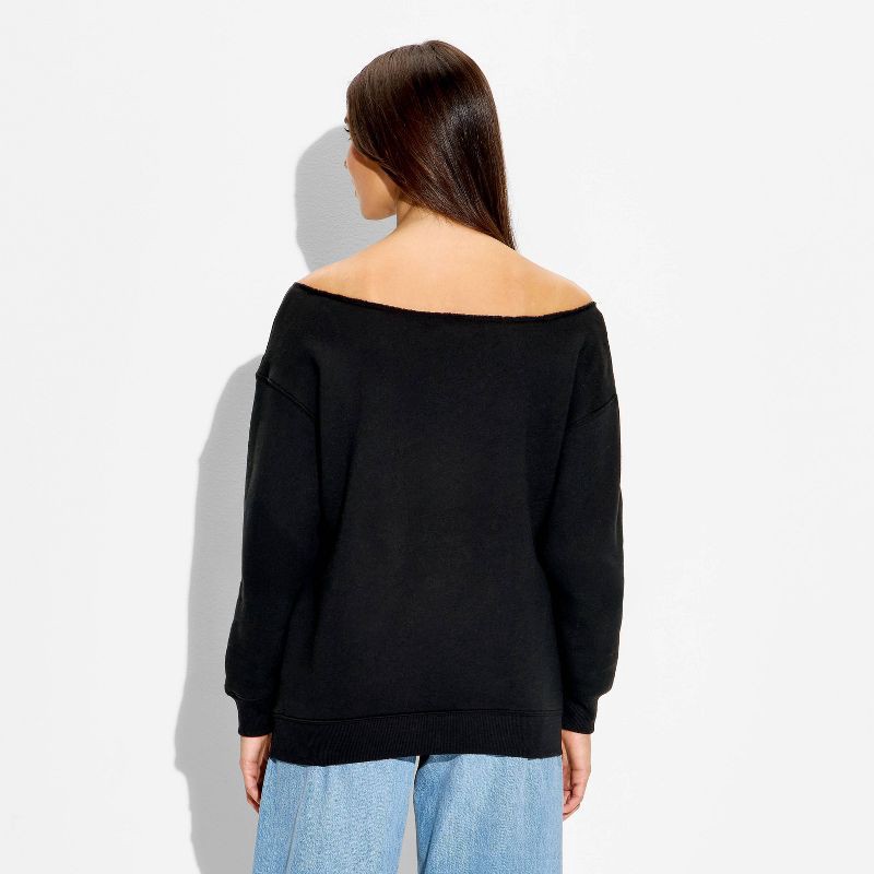 slide 3 of 3, Women's Pullover Sweatshirt - Wild Fable™ Black XS, 1 ct