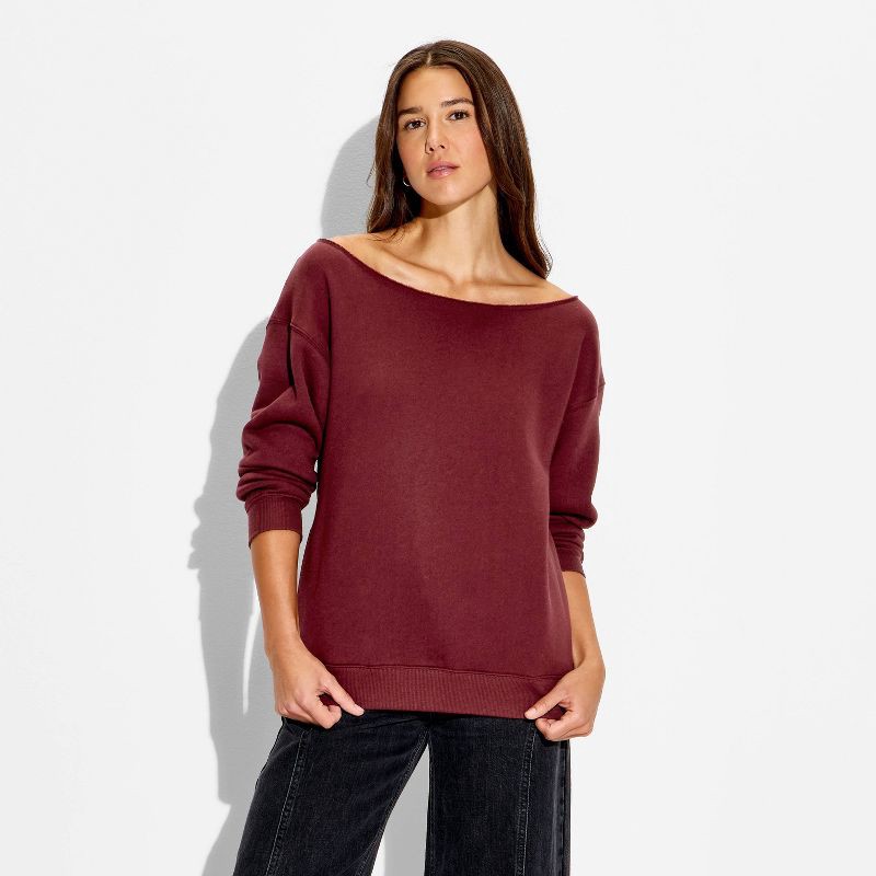 slide 2 of 3, Women's Pullover Sweatshirt - Wild Fable™ Burgundy M, 1 ct