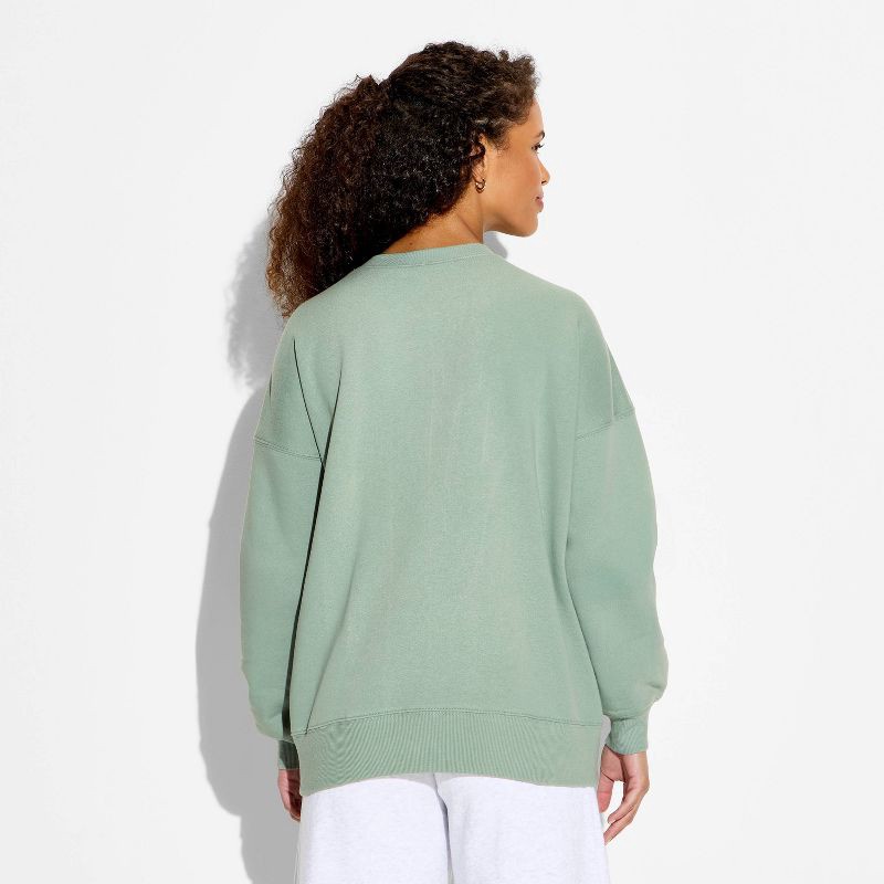slide 3 of 3, Women's Oversized Pullover Sweatshirt - Wild Fable™ Sage Green Mountain XXS, 1 ct