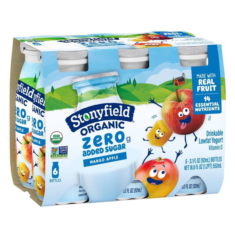 slide 3 of 4, Stonyfield Organic Lowfat Mango Apple Traditional Kids' Yogurt Smoothies - 3.1 fl oz/6ct, 3.1 fl oz, 6 ct