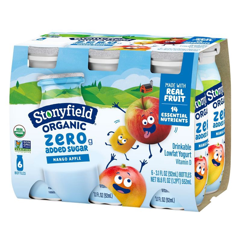 slide 10 of 11, Stonyfield Organic Lowfat Mango Apple Traditional Kids' Yogurt Smoothies - 3.1 fl oz/6ct, 3.1 fl oz, 6 ct