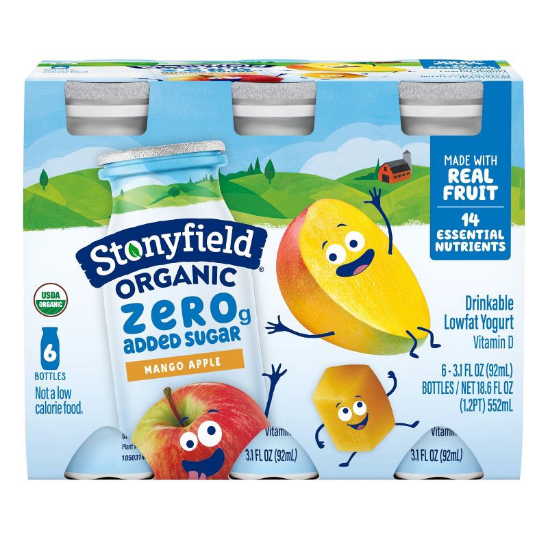 slide 1 of 11, Stonyfield Organic Lowfat Mango Apple Traditional Kids' Yogurt Smoothies - 18.6 fl oz/6ct, 18.6 fl oz, 6 ct