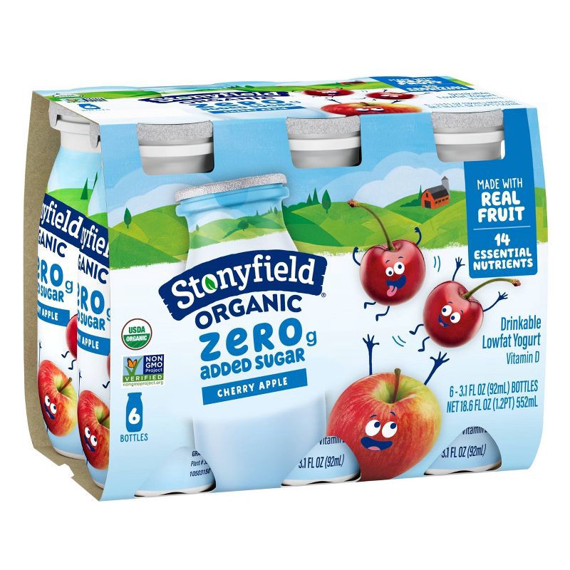 slide 3 of 4, Stonyfield Organic Lowfat Cherry Apple Traditional Kids' Yogurt Smoothies - 3.1 fl oz/6ct, 3.1 fl oz, 6 ct