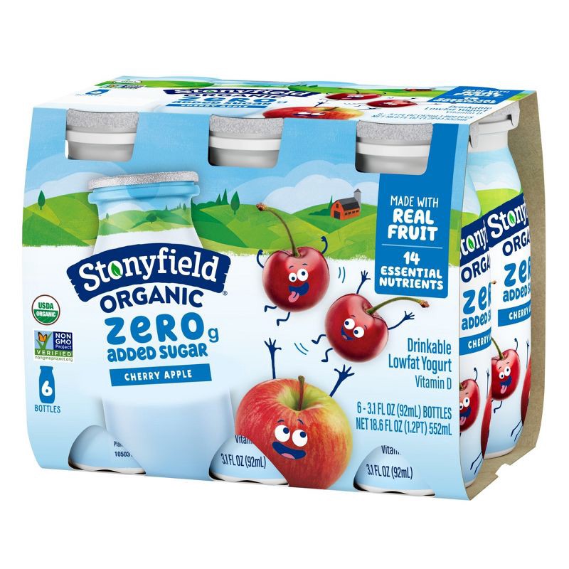 slide 5 of 12, Stonyfield Organic Lowfat Cherry Apple Traditional Kids' Yogurt Smoothies - 3.1 fl oz/6ct, 3.1 fl oz, 6 ct