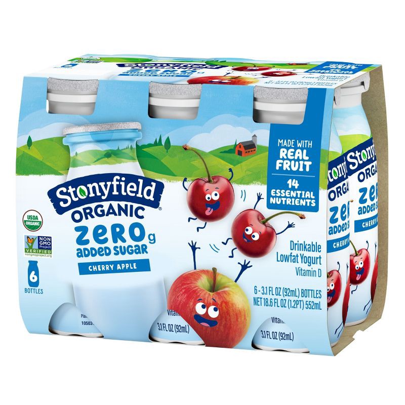 slide 11 of 12, Stonyfield Organic Lowfat Cherry Apple Traditional Kids' Yogurt Smoothies - 3.1 fl oz/6ct, 3.1 fl oz, 6 ct
