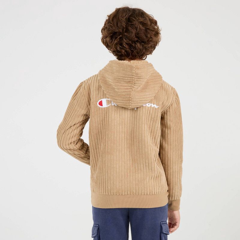 slide 4 of 4, Champion Boys' 1/4 Zip Corduroy Hoodie - Khaki M, 1 ct