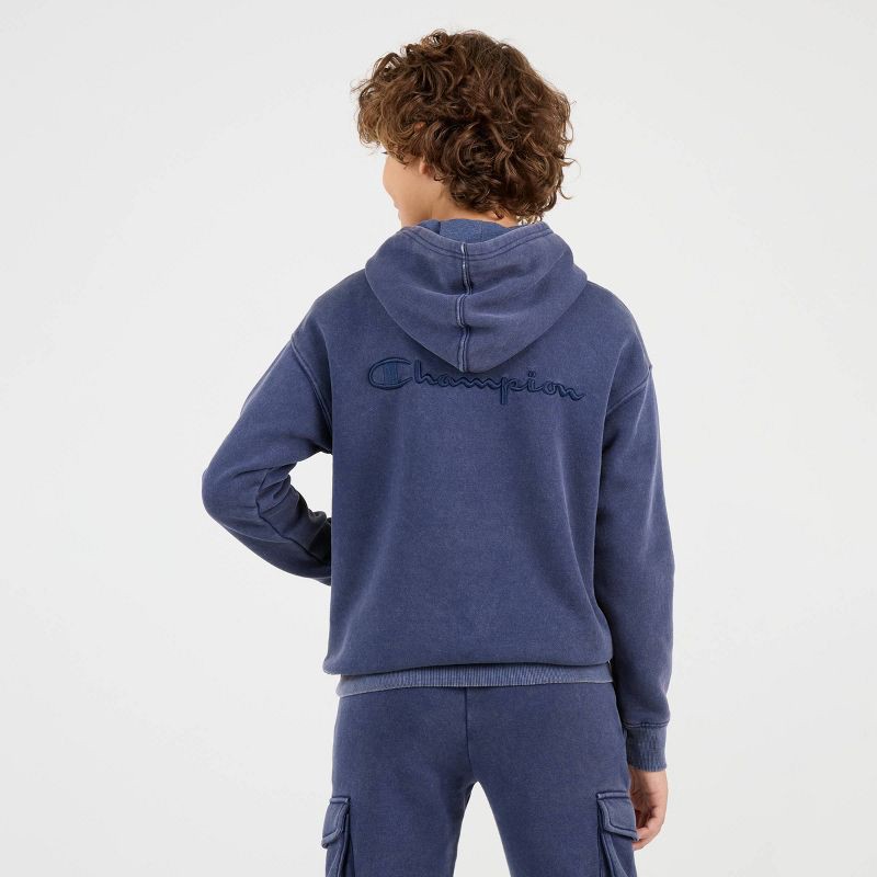 slide 4 of 4, Champion Boys' Oversized Washed Fleece Hoodie - Navy Blue M, 1 ct