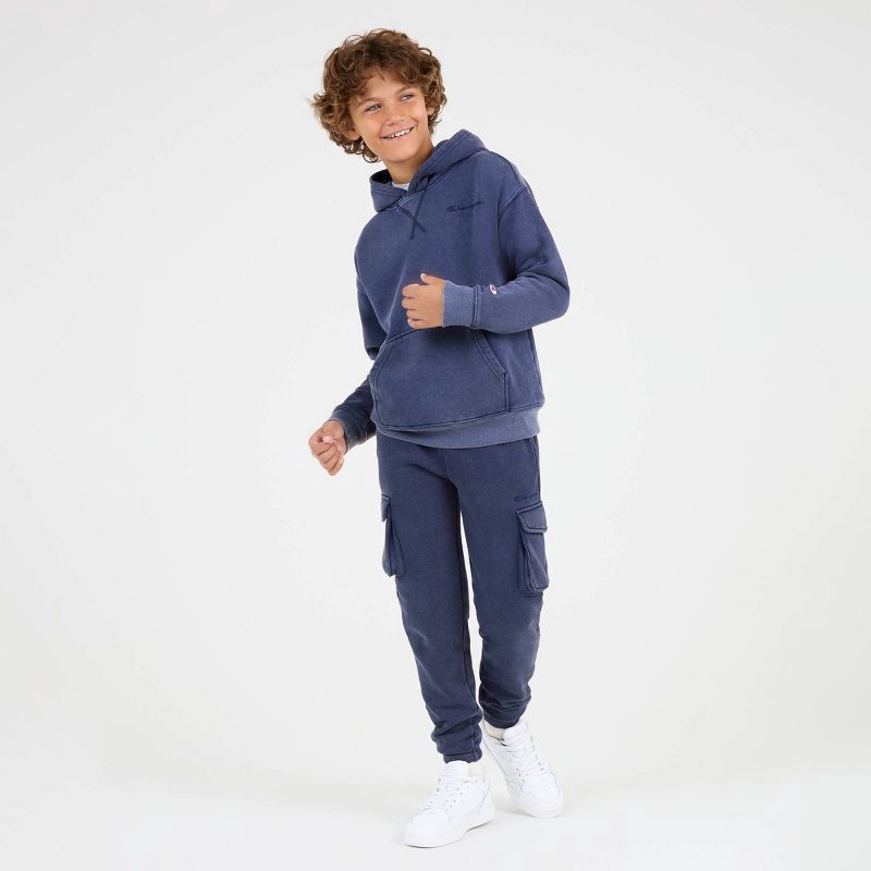slide 2 of 4, Champion Boys' Oversized Washed Fleece Hoodie - Navy Blue L, 1 ct