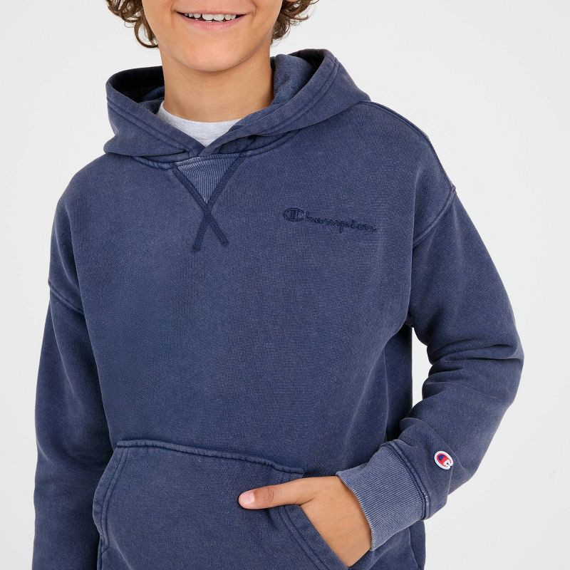 slide 3 of 4, Champion Boys' Oversized Washed Fleece Hoodie - Navy Blue L, 1 ct