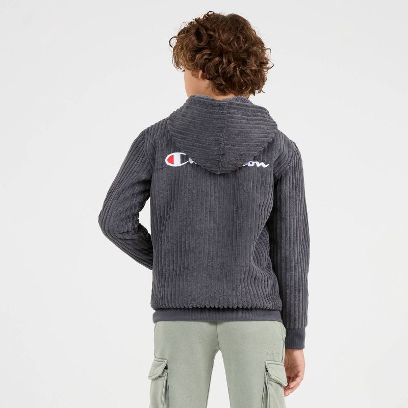 slide 4 of 4, Champion Boys' 1/4 Zip Corduroy Hoodie - Dark Gray M, 1 ct