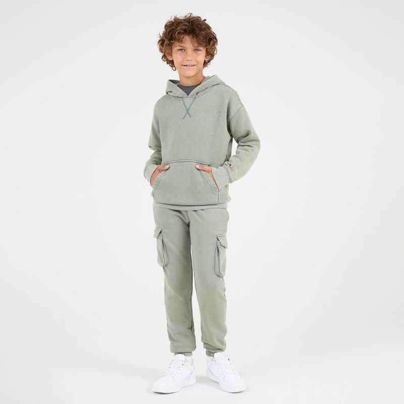 slide 2 of 4, Champion Boys' Oversized Washed Fleece Hoodie - Green S, 1 ct