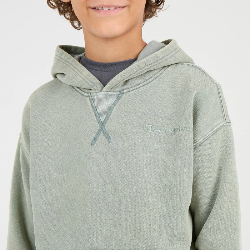 slide 3 of 4, Champion Boys' Oversized Washed Fleece Hoodie - Green S, 1 ct