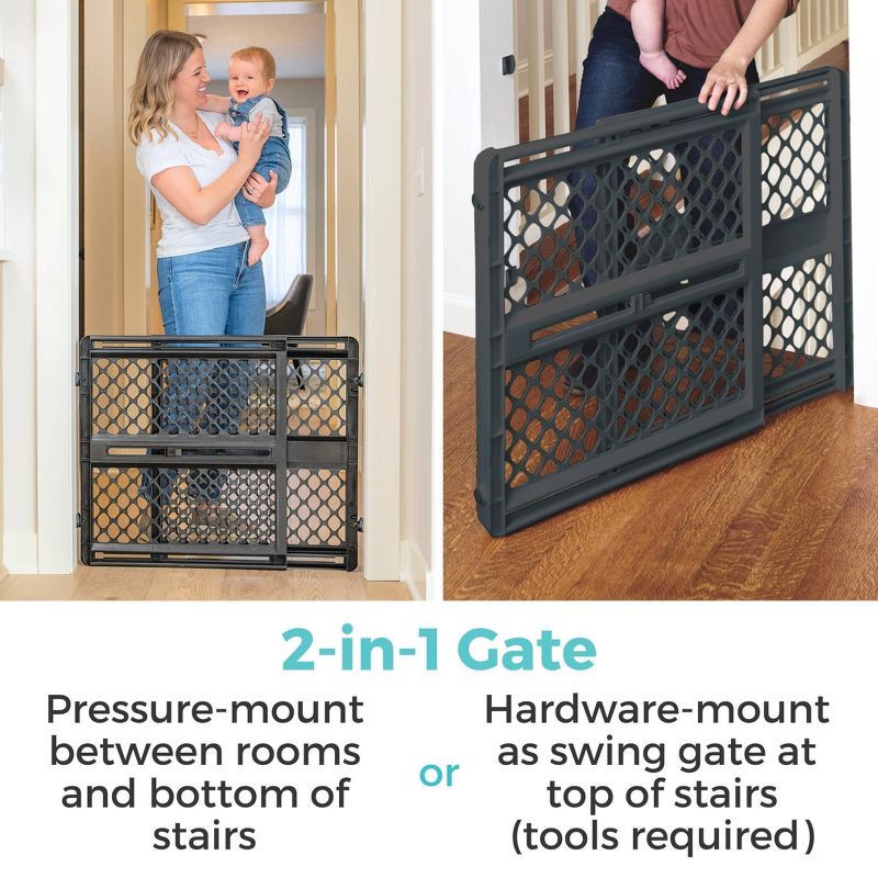 slide 3 of 8, Toddleroo by North States 2-in-1 Supergate Secure Plastic - Black, 1 ct