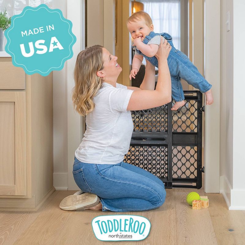 slide 7 of 8, Toddleroo by North States 2-in-1 Supergate Secure Plastic - Black, 1 ct