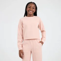 Champion Girls' Long Sleeve Ribbed T-Shirt - Light Pink M