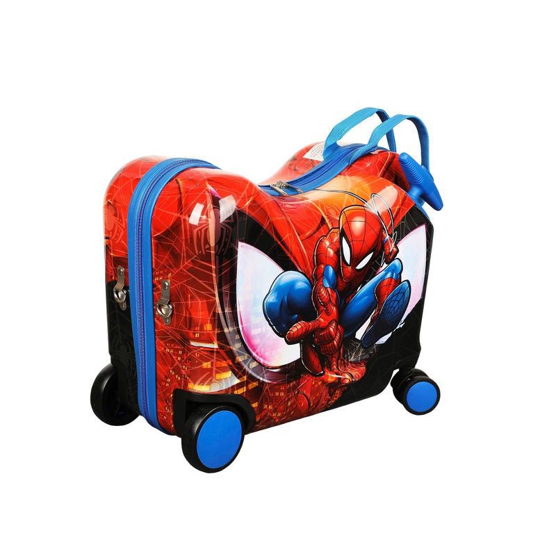 slide 3 of 7, Spider-Man Carry On Spinner Hardside Ride On Suitcase - Red, 1 ct