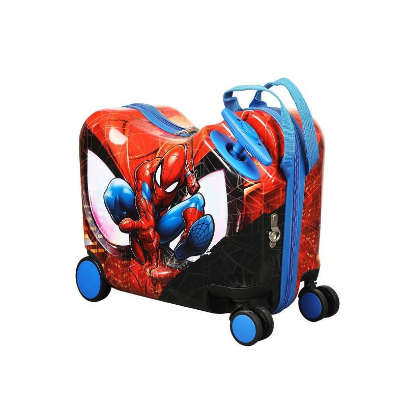 slide 4 of 7, Spider-Man Carry On Spinner Hardside Ride On Suitcase - Red, 1 ct