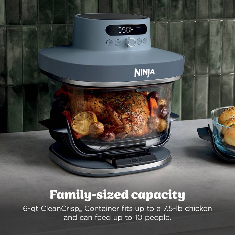 slide 6 of 13, Ninja Crispi Pro 6-in-1 6qt and 2.5qt Non-Toxic Glass Container Countertop Air Fryer Cyberspace AS101GY, 6 qt, 2.5 qt