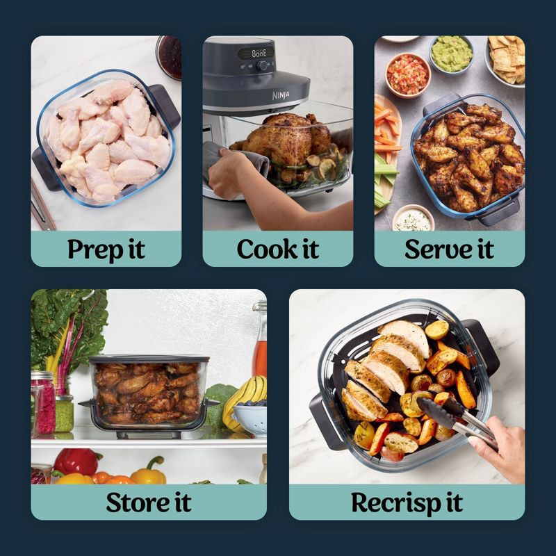 slide 9 of 13, Ninja Crispi Pro 6-in-1 6qt and 2.5qt Non-Toxic Glass Container Countertop Air Fryer Cyberspace AS101GY, 6 qt, 2.5 qt